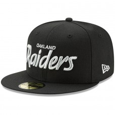 Men's Oakland Raiders New Era Black Script Logo Omaha 59FIFTY Fitted Hat 2539474